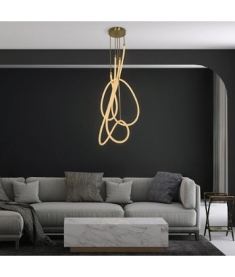 kelvo® GLOW KLV-101-0154 Φωτιστικό Οροφής LED 85W 8500lm 360° AC 220-240V IP20 Ρυθμιζόμενο Λευκό CCT με Χειριστήριο από 2700K έως 6000K Dimmable - Lumileds SMD Chip - Χρυσό Πλατίνα - Μ100 x Π100 x Υ140cm - 3 Χρόνια Εγγύηση